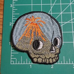 2/$10 Skull Patch with Volcano Design